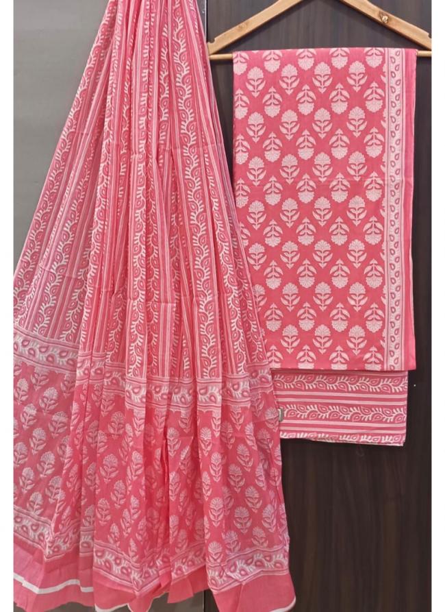 Cotton Pink Casual Wear Printed Salwar Suit